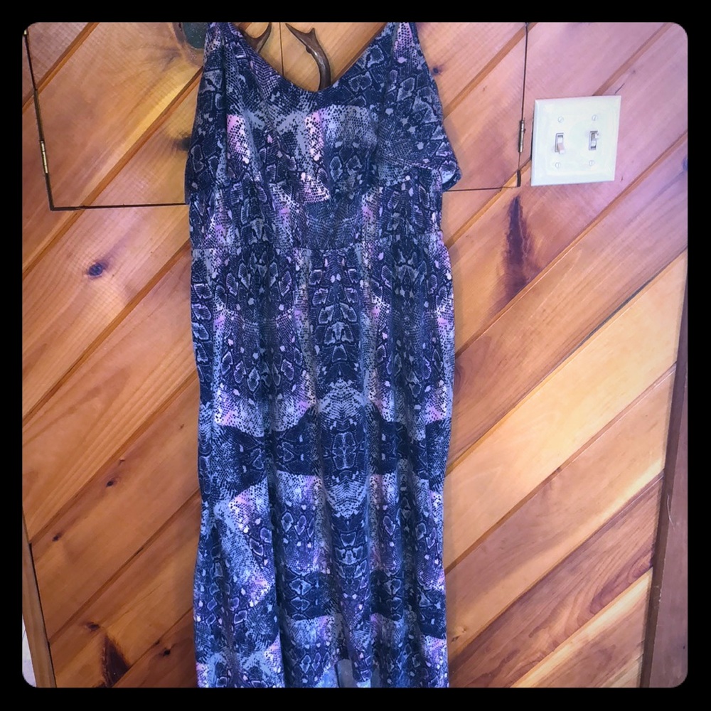 Hi-low snake skin dress.